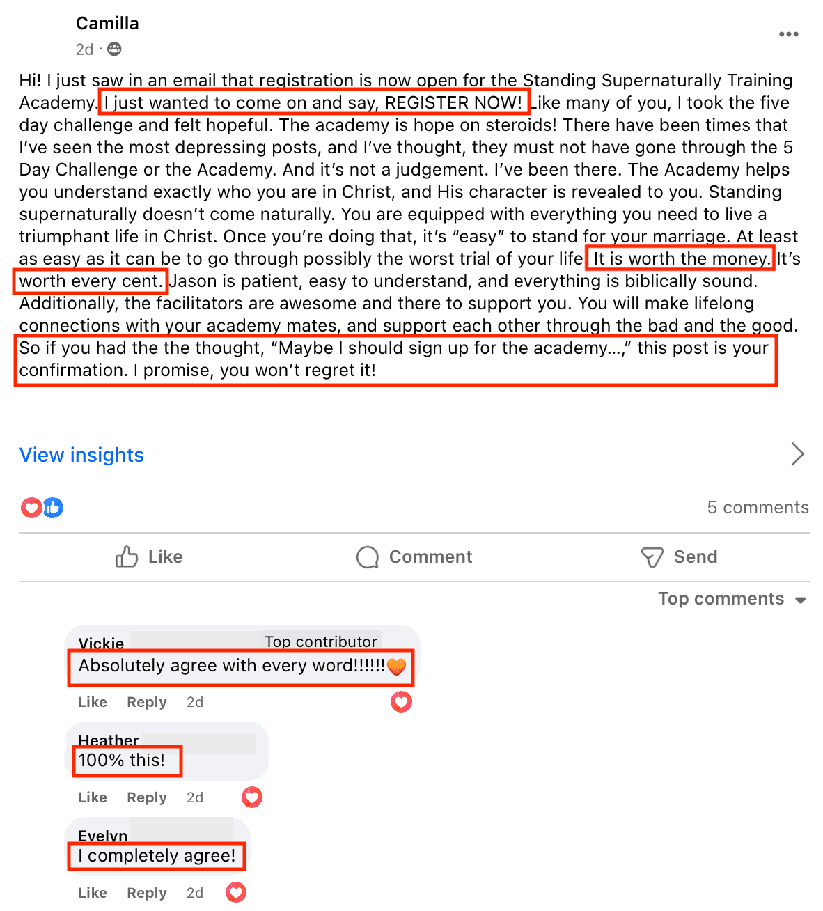 Academy testimony