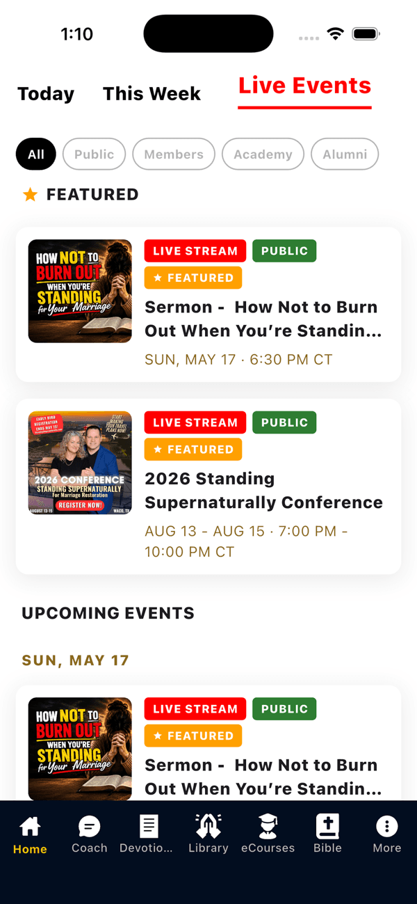 Never miss a live event