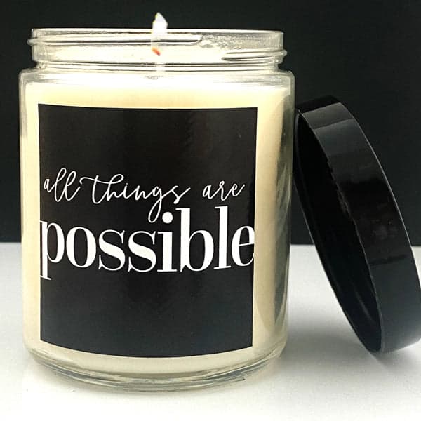 "All things are possible" Orchid Musk 8oz Glass Candle