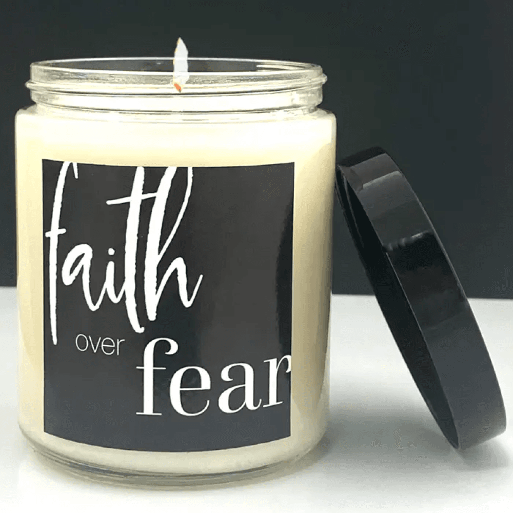 "Faith Over Fear" Passion Fruit & Peony 8oz Glass Candle